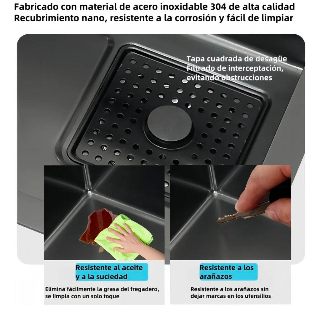 Tarja Fregadero De Cocina 304 Acero Inox 80*45cm+ Kit Cocina
