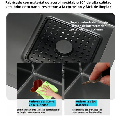 Tarja Fregadero De Cocina 304 Acero Inox 80*45cm+ Kit Cocina