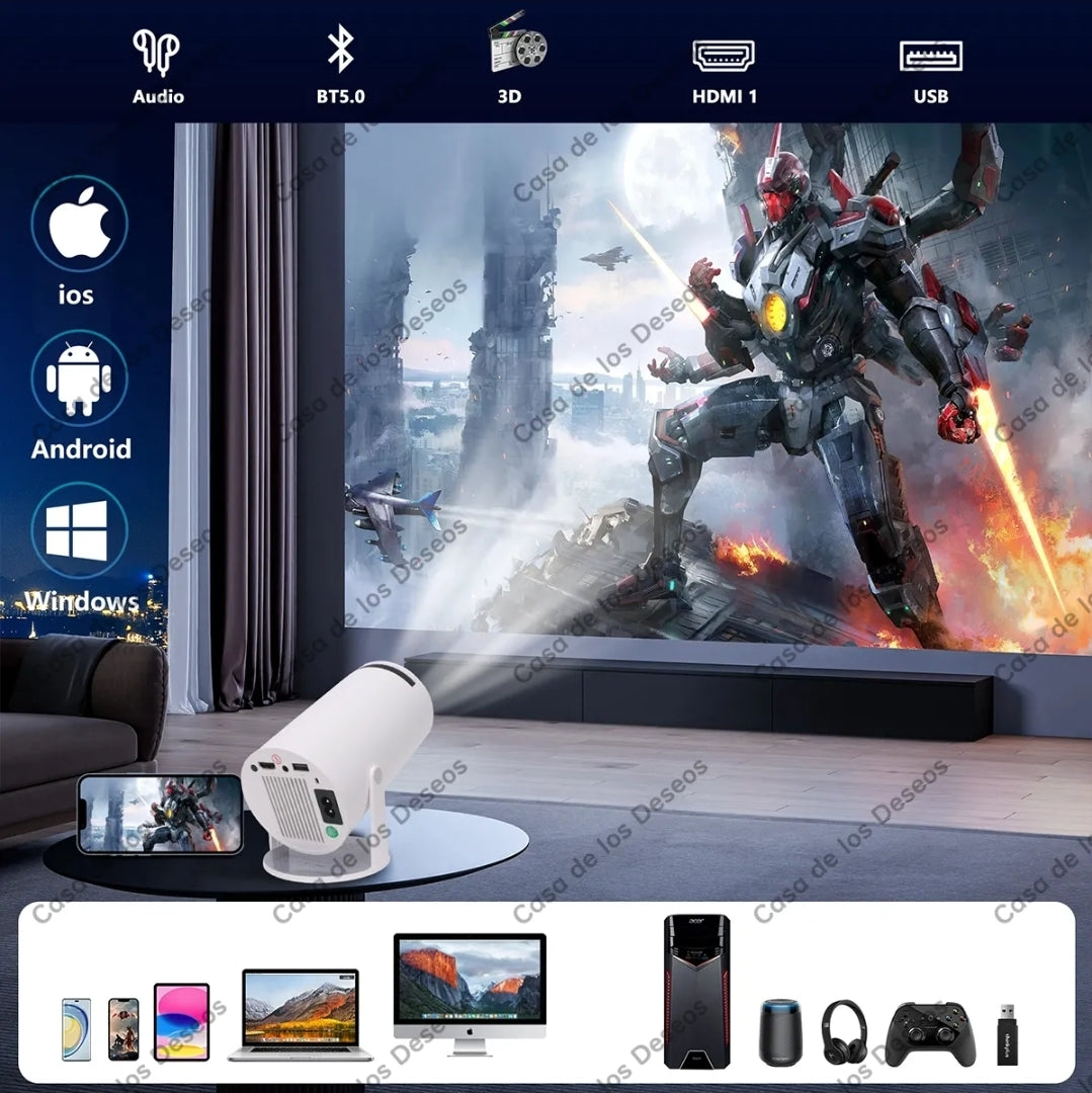 Proyector led Android Wifi Profesional Mini Portátil Con 2 Gamepads Y Más De 20000 Juegos Incorporados