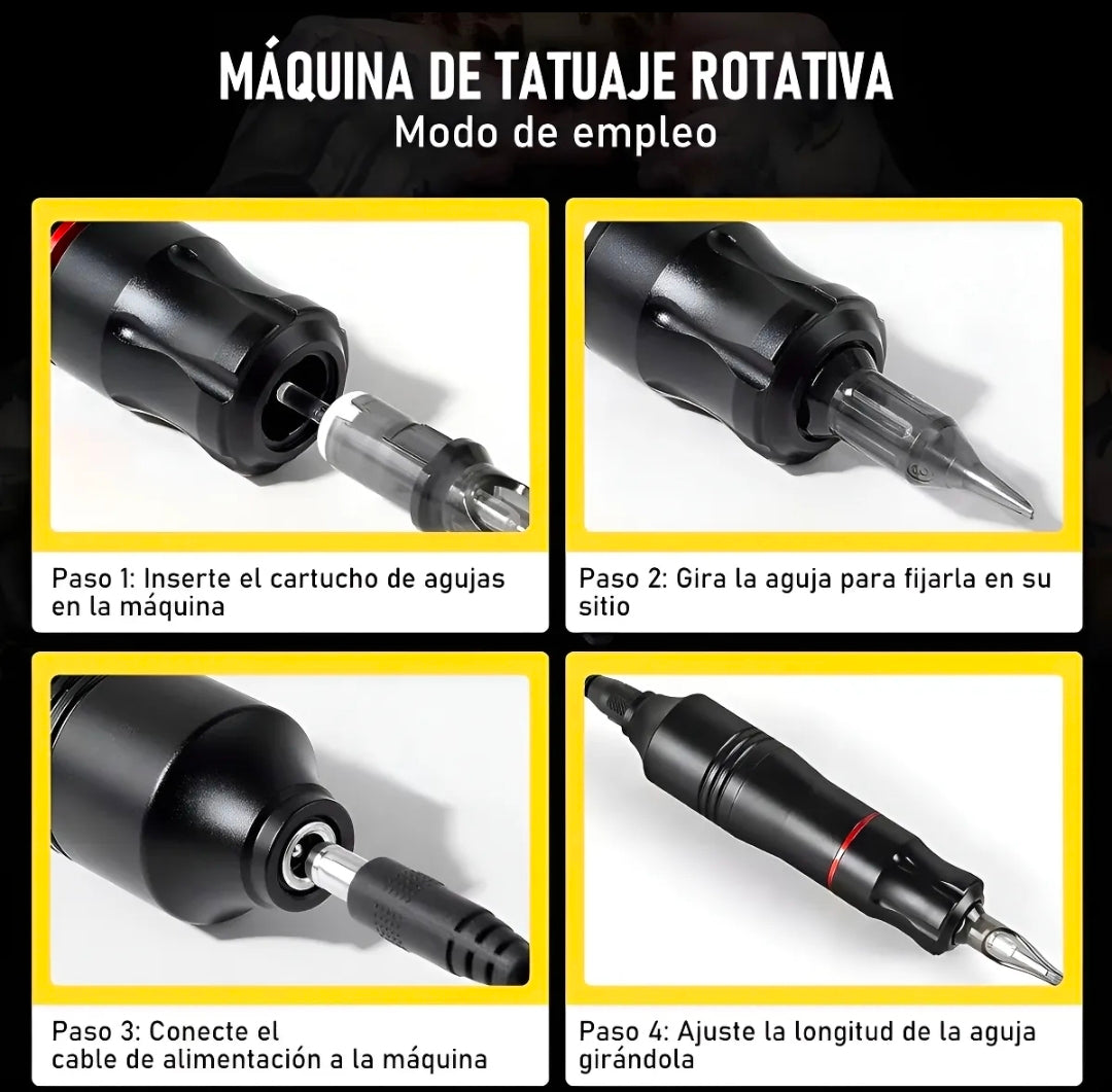 Kit  Para Tatuar Profesional Con 12 Tintas
