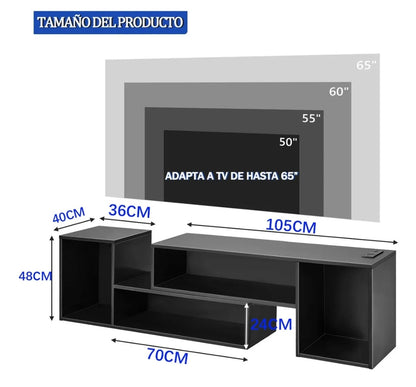 Mueble de TV con luces LED montaje ajustable
