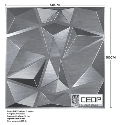 Paneles pvc 50x50cm gris