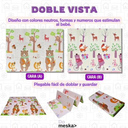 Tapete de bebé antigolpes plegable 2.00x1.50m doble cara