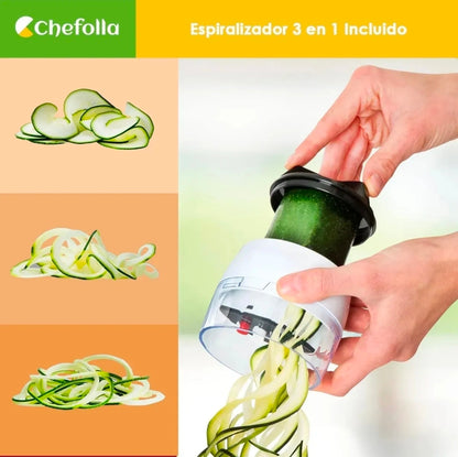 Rallador cortador multifuncional  13 en 1 con contenedor y espiralizador ajustable