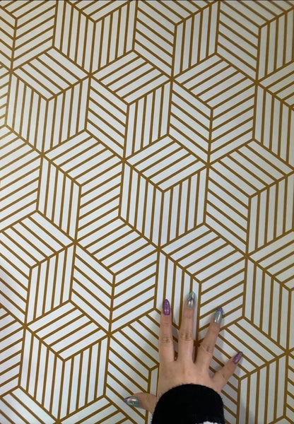 Papel tapiz para pared Oro Hexagonal Autoadhesivo