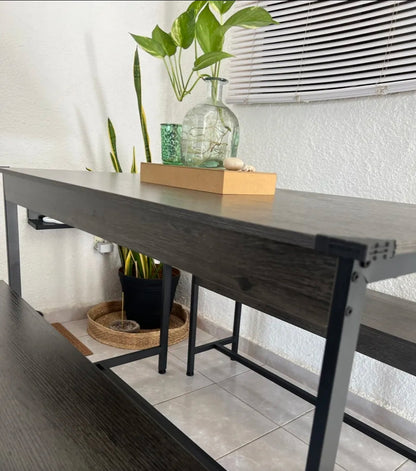Conjunto De Comedor Rectangular Con 2 Bancos Para 4 Personas