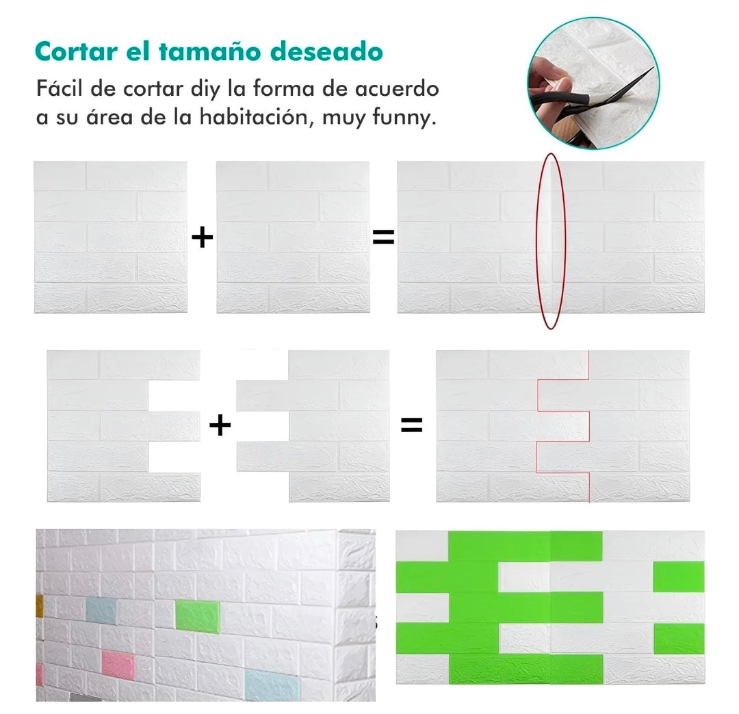 Panel decorativo 3D espuma impermeable 30pz