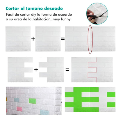 Panel decorativo 3D espuma impermeable 30pz