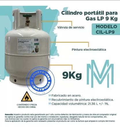 Tanque De Gas Lp Vacio Cilindro+regulador De Gas+manguera 2m