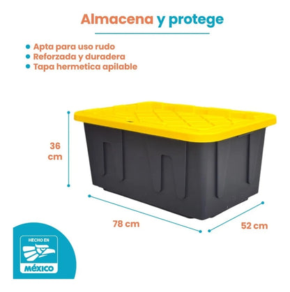 2 cajas de almacenamiento uso rudo 102 L con tapa