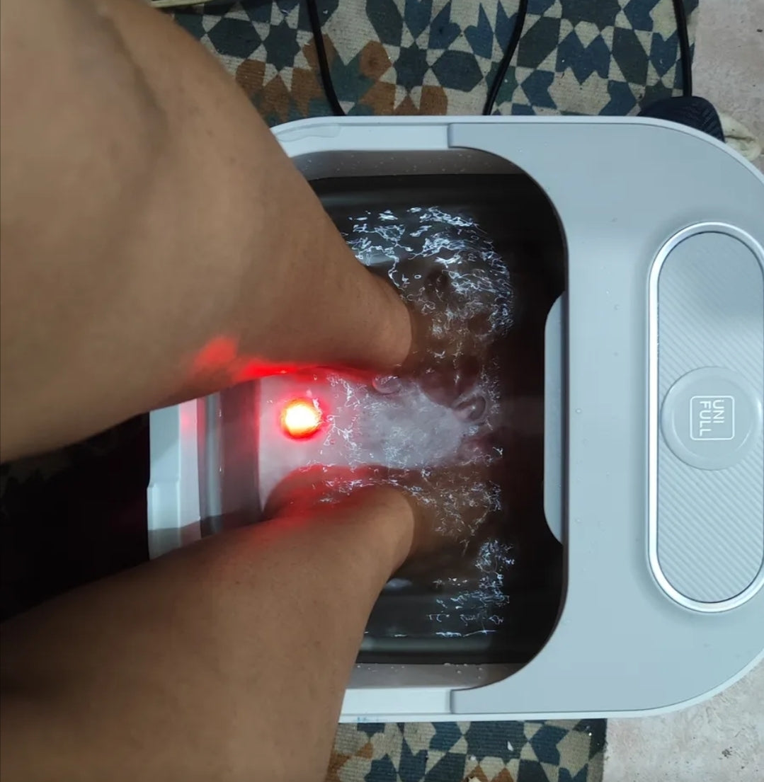Tina spa eléctrica para pies plegable con burbujas y set pedicura