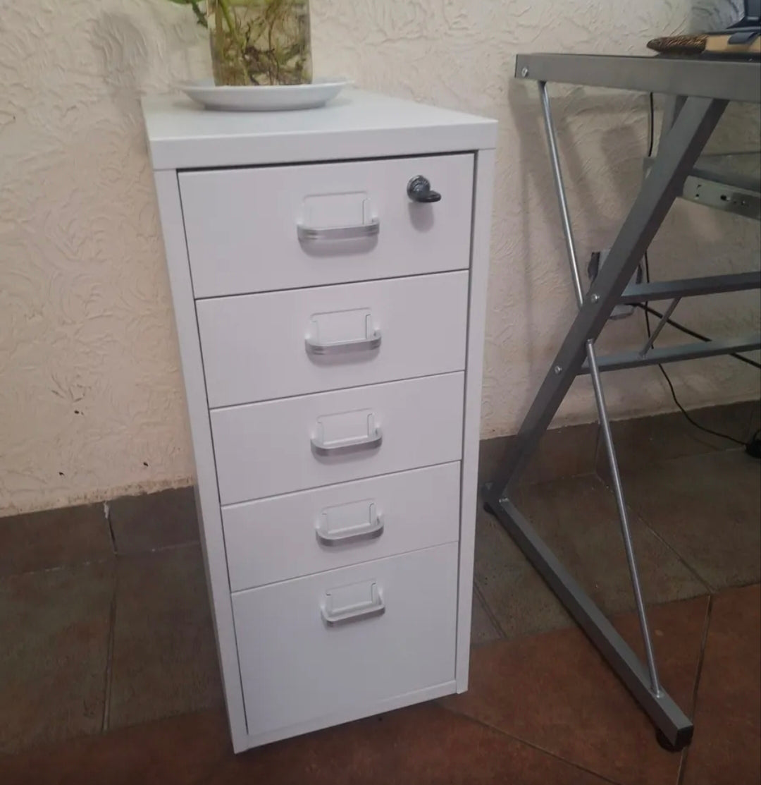 Archivero Metálico 5 Gavetas Para Oficina con Ruedas