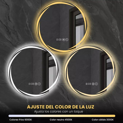 Espejo led con ajuste de hora 60x60cm