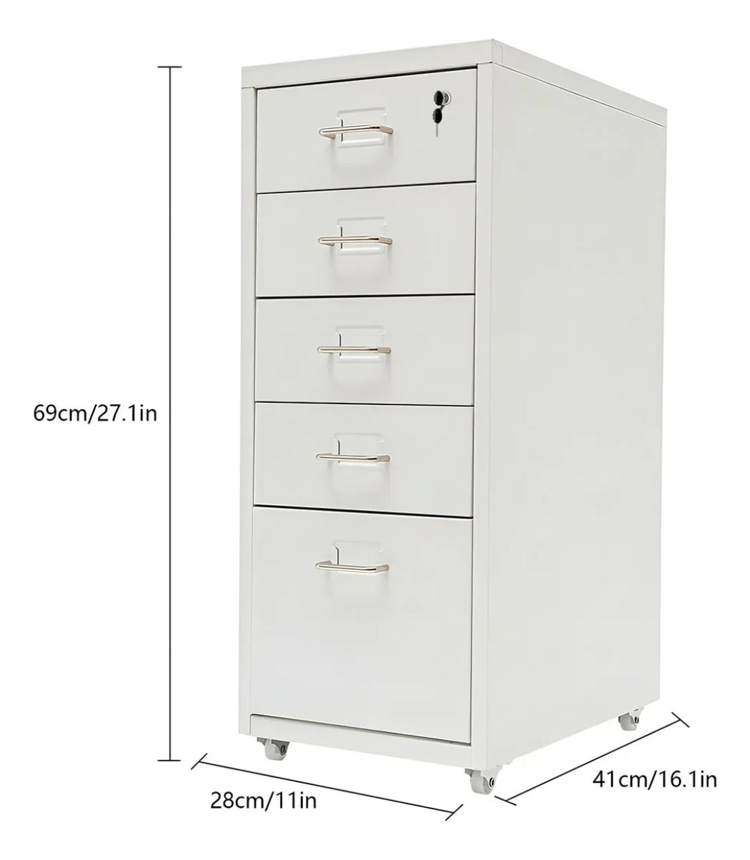 Archivero Metálico 5 Gavetas Para Oficina con Ruedas
