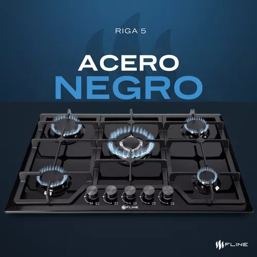 PARRILLA DE ACERO NEGRO 5 QUEMADORES FLINE