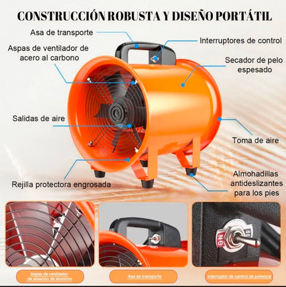 Extractor De Aire Industrial Ventilador 12'' Con Conducto 5m, 3300 Rpm