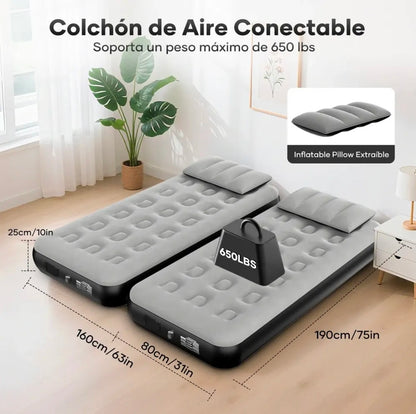 2pcs Colchón Inflable Tamaño Individual Con Bomba De Aire