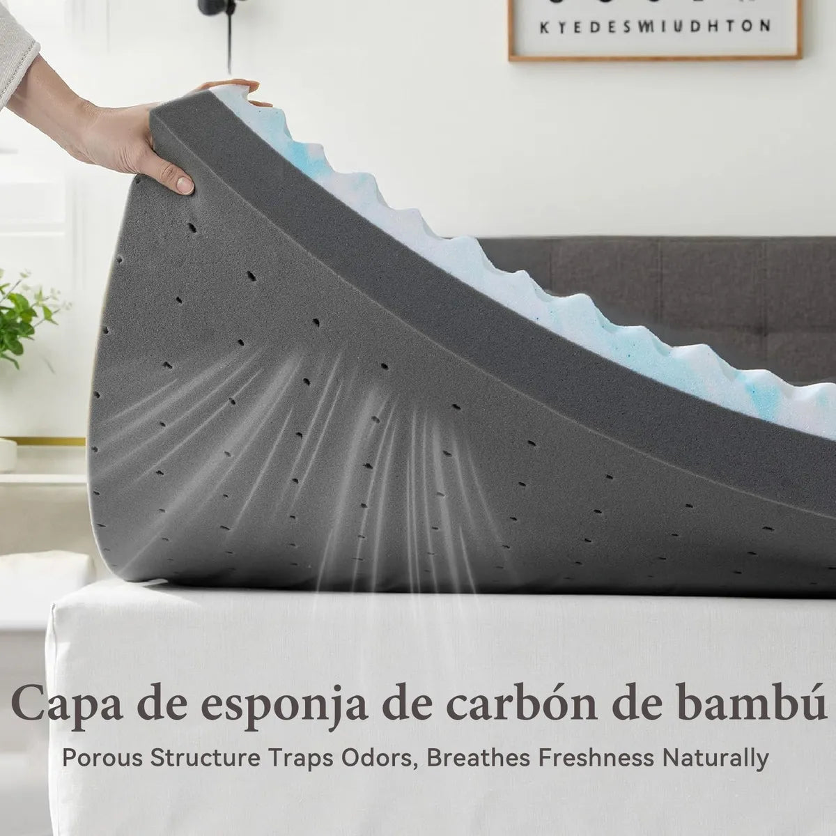 Colchoneta Matrimonial Memory Foam Casita Azul 7 Zonas Gel 8cm