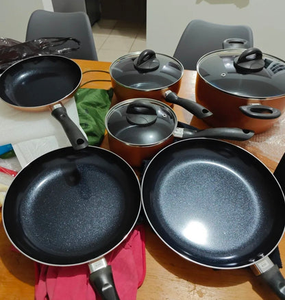 Batería De Cocina Antiadherente 34 Piezas - Juego De Ollas Y Utensilios De Aluminio