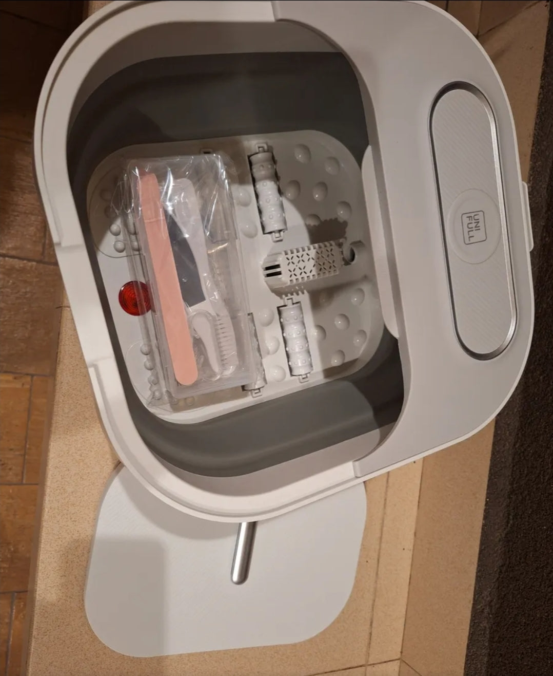Tina spa eléctrica para pies plegable con burbujas y set pedicura