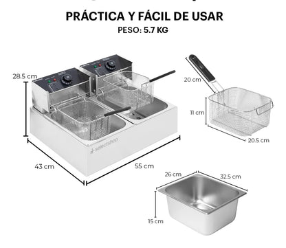 Freidora doble 12 L (2 tinas de 6L)