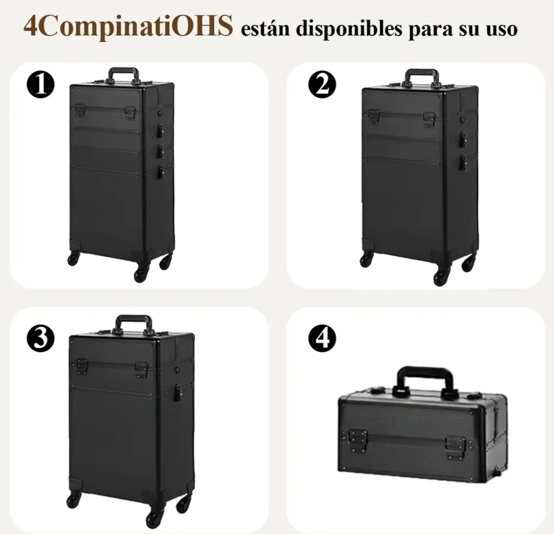 Neceser Cosmetiquera Profesional 4 Nivele Reforzada Aluminio
