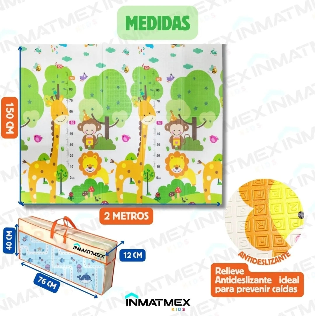 Tapete de bebé antigolpes plegable 2.00x1.50m doble cara