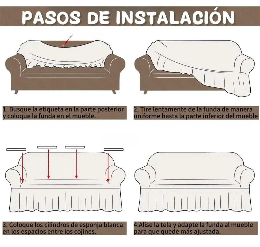 Protector Cubre Sala Elástico Impermeable Alta Calidad 3 Piezas