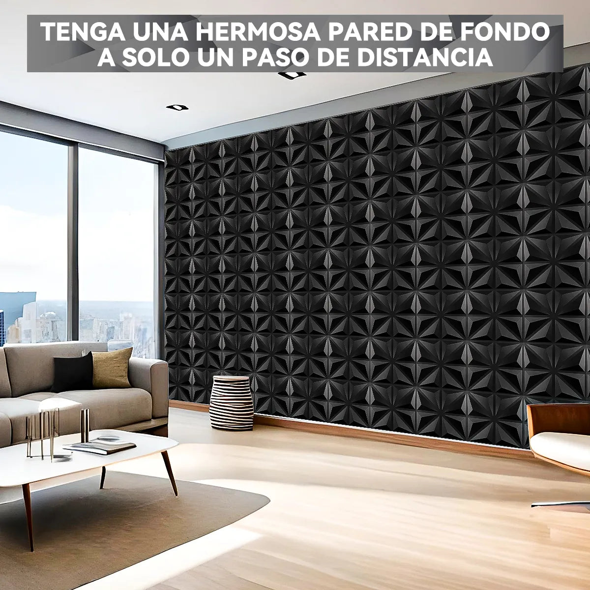 50pz Paneles Decorativos Panel 3d Pvc Panel Decorativo 30cm*30cm Negro Material de calidad Fácil de instalar y limpiar