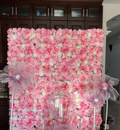 Panel flores rosas artificiales 12piezas 38x38cm