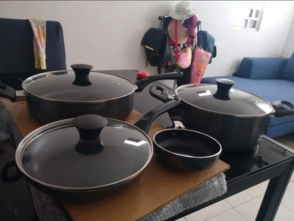 Batería De Cocina 20 Piezas De Aluminio Con Antiadherente Color Negro