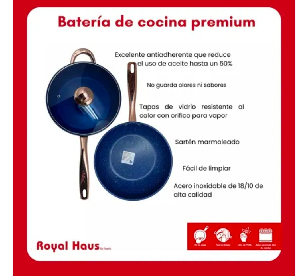 Batería Anabella Royal Haus De Cocina Acero Inoxidable 13 Pz Color Azul
