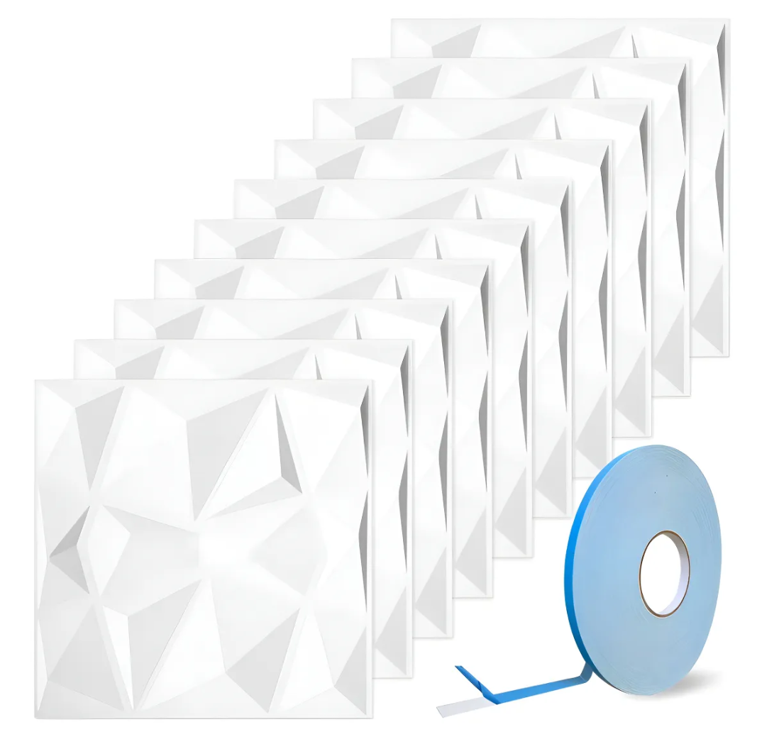Paneles pvc decorativo 50x50 cm blanco / negro