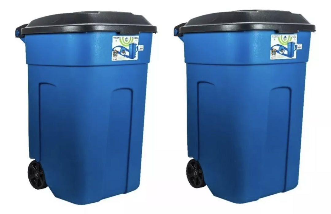 135 L Bote De Basura Con Tapa Y Ruedas 2 Pzas