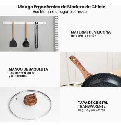 Bateria De Cocina, Juego De Ollas Y Sarten 10 Piezas Negro