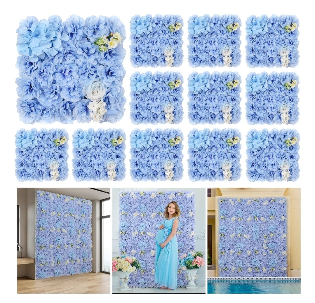 Panel flores rosas artificiales 12piezas 38x38cm