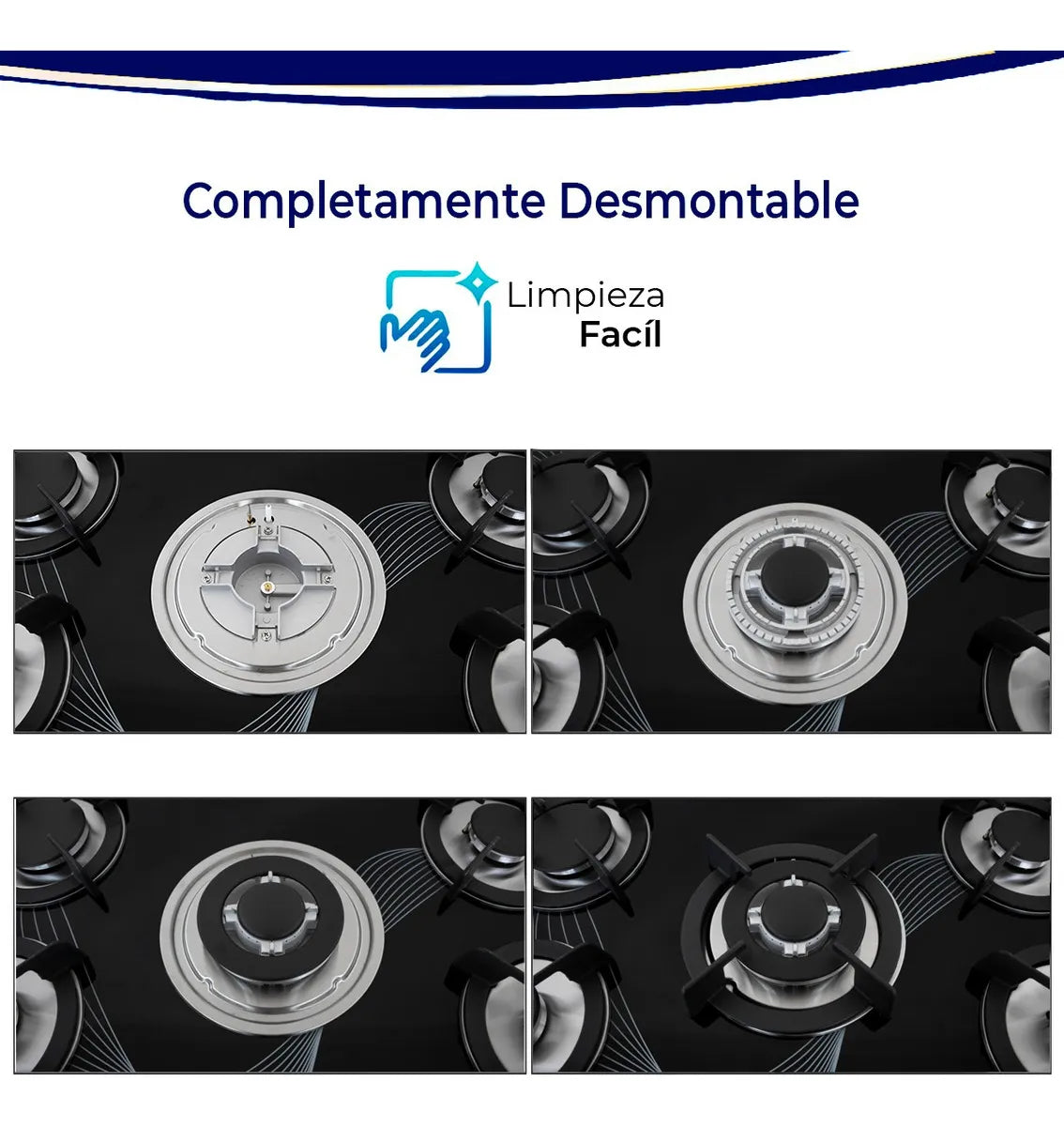 Parrilla Gravita A Gas De Cristal Templado 5 Quemadores