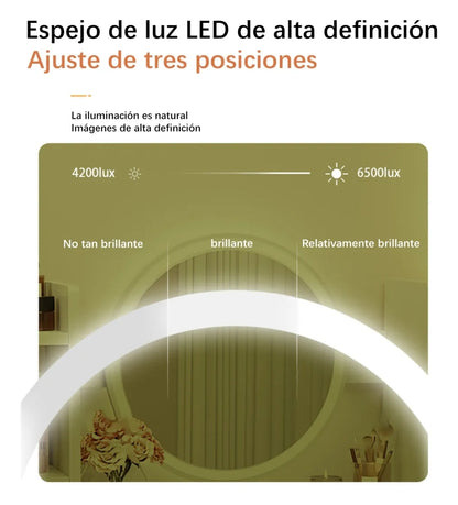 Tocador compacto moderno con espejo LED con repisas