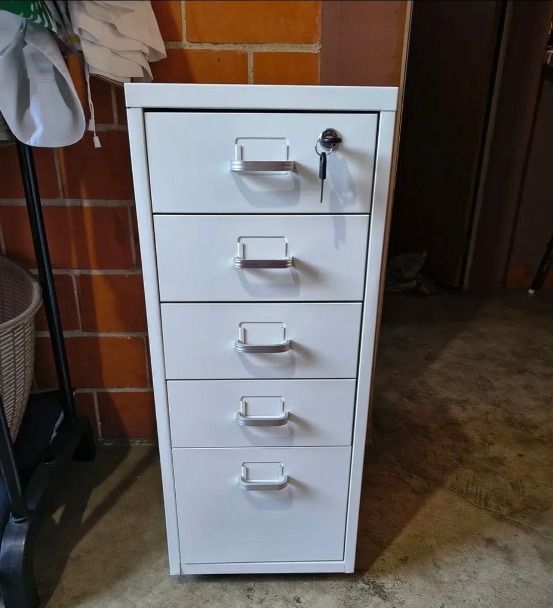 Archivero Metálico 5 Gavetas Para Oficina con Ruedas