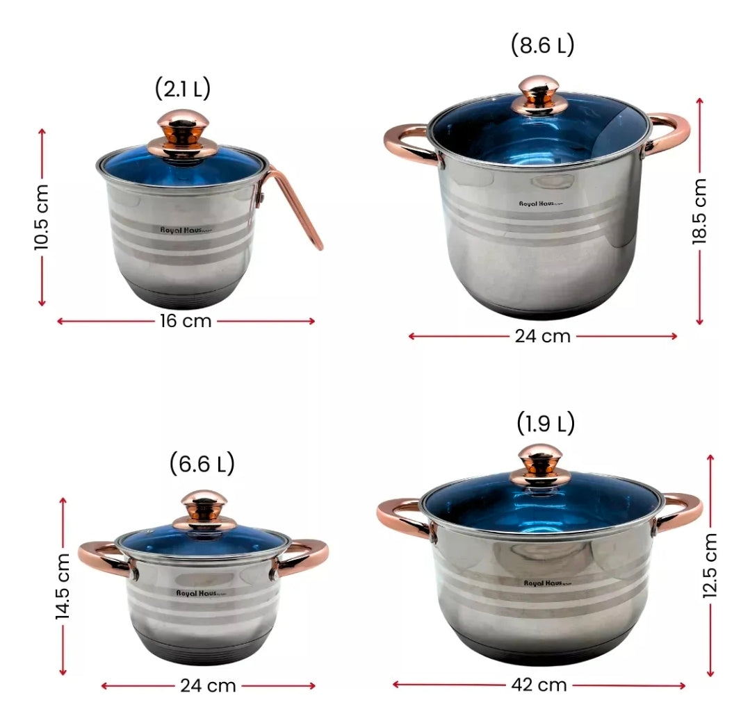 Batería Anabella Royal Haus De Cocina Acero Inoxidable 13 Pz Color Azul