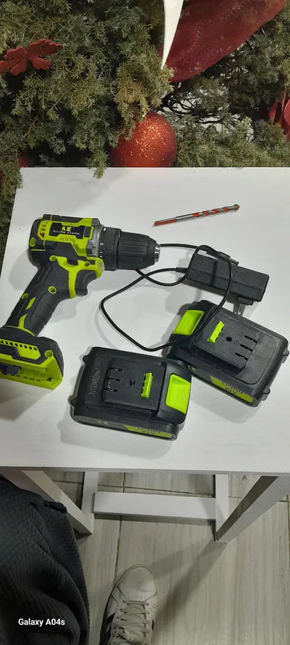 Kit 3 en 1 Taladro Percutor Brushless + Esmeriladora Inalámbrica + Llave Impacto Sin Escobillas