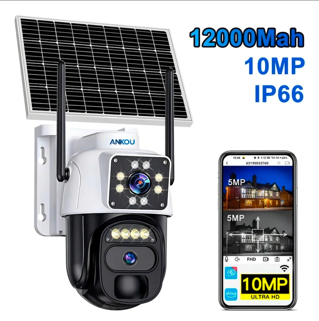 Cámara de Seguridad Solar Ankou 10MP Doble Lente 4K Visión Nocturna