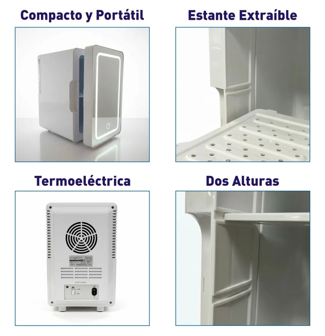 Mini Refrigerador Con Espejo Led Capacidad De 4 L