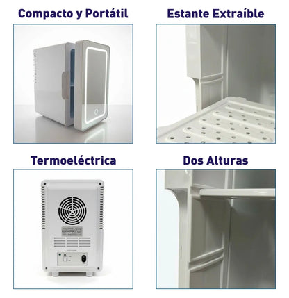Mini Refrigerador Con Espejo Led Capacidad De 4 L