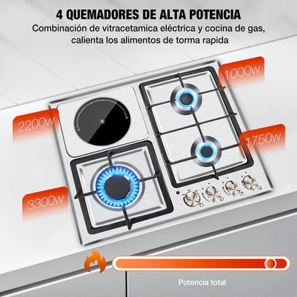 Parrilla de gas eléctrica cerámica  4 quemadores