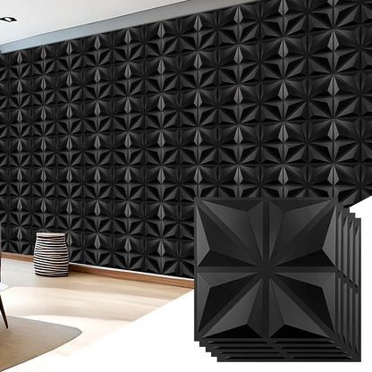 50pz Paneles Decorativos Panel 3d Pvc Panel Decorativo 30cm*30cm Negro Material de calidad Fácil de instalar y limpiar