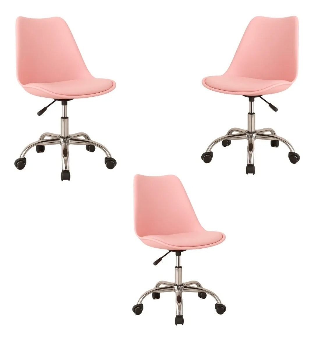 Set 3 sillas eames ejecutivas con rueditas