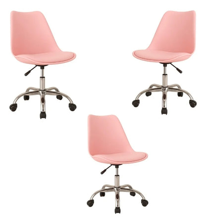 Set 3 sillas eames ejecutivas con rueditas