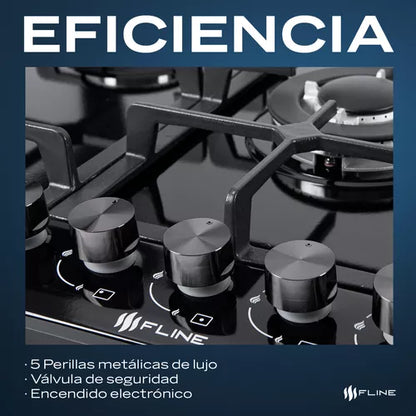PARRILLA DE ACERO NEGRO 5 QUEMADORES FLINE