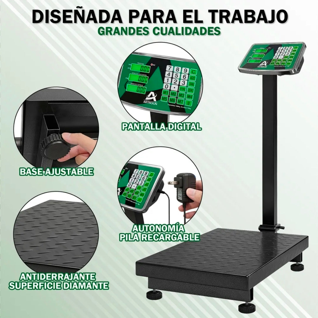 Báscula Comercial Digital 500 Kg Industrial Con Plataforma